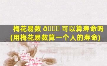 梅花易数 🐒 可以算寿命吗(用梅花易数算一个人的寿命)